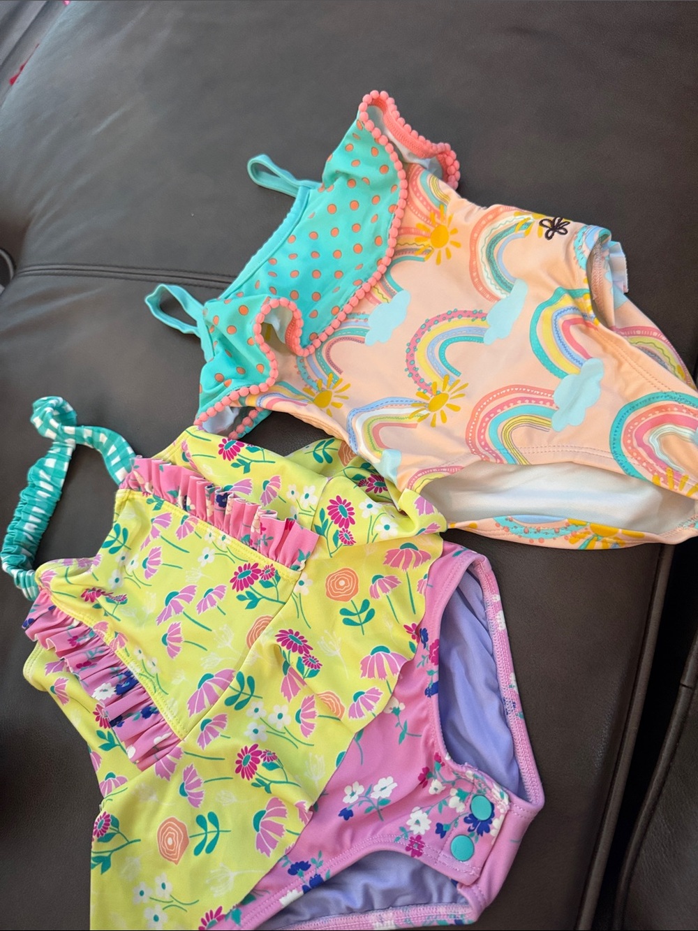 Wildflowers Yellow and Pink Floral and Matilda Jane Rainbow Swimsuit Bundle